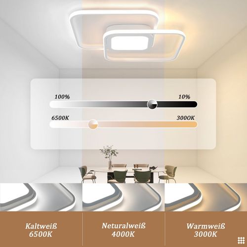 Plafonnier LED Moderne Dimmable Avec Télécommande - Design Géométrique 48w