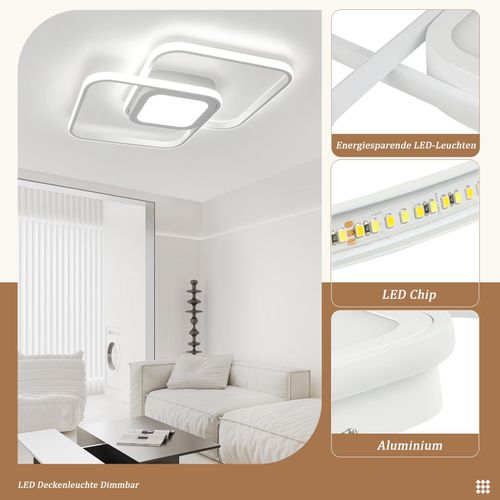 Plafonnier LED Moderne Dimmable Avec Télécommande - Design Géométrique 48w