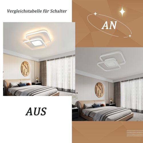 Plafonnier LED Moderne Dimmable Avec Télécommande - Design Géométrique 48w