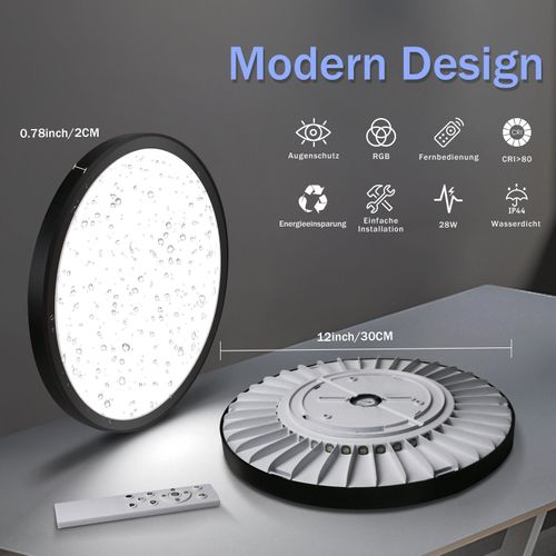 Plafonnier LED Rgb Rétroéclairé 28w Avec Télécommande - Design Mince Et Moderne