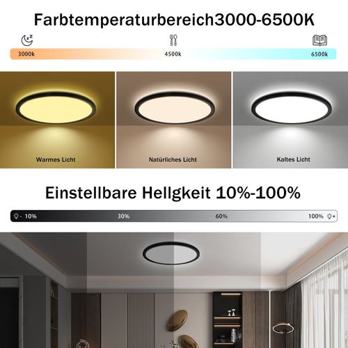 Plafonnier LED Rgb Rétroéclairé 28w Avec Télécommande - Design Mince Et Moderne
