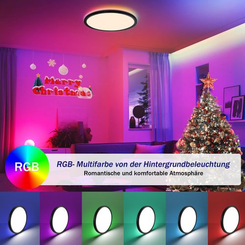 Plafonnier LED Rgb Rétroéclairé 28w Avec Télécommande - Design Mince Et Moderne