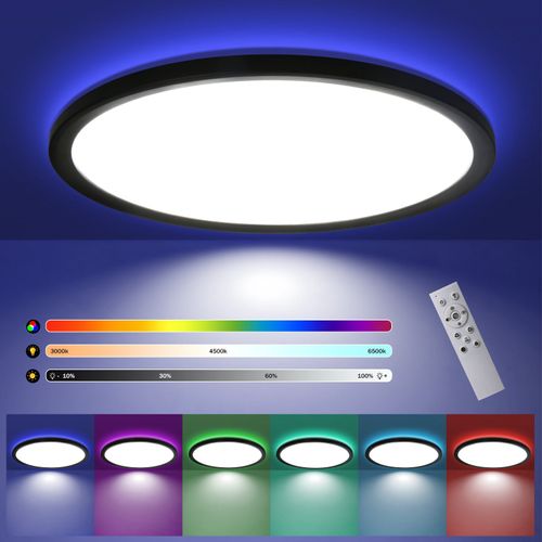 Plafonnier LED Rgb Rétroéclairé 28w Avec Télécommande - Design Mince Et Moderne