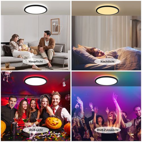 Plafonnier LED Rgb Rétroéclairé 28w Avec Télécommande - Design Mince Et Moderne