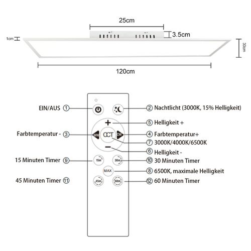 Plafonnier LED Dimmable Blanc Avec Télécommande Pour Salon Et Bureau