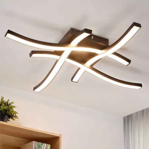 Plafonnier LED Moderne Noir En Bois Avec Lumière Chaude