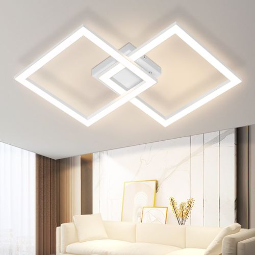 Plafonnier LED Moderne Carré Noir Pour Salon Et Couloir - 3000k, 2 Ampoules Incluses