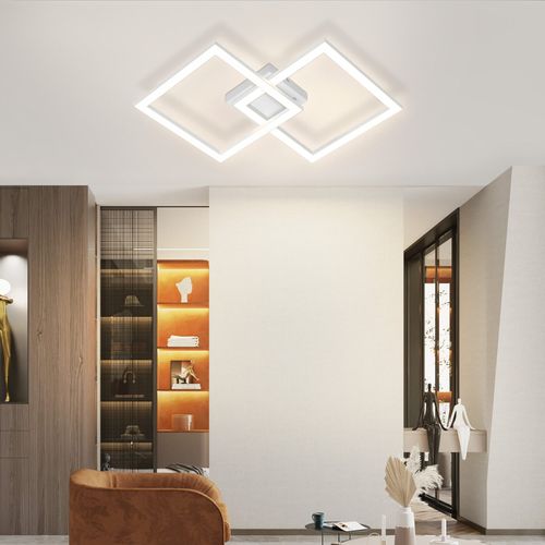 Plafonnier LED Moderne Carré Noir Pour Salon Et Couloir - 3000k, 2 Ampoules Incluses