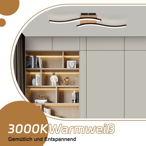Plafonnier LED Moderne En Bois Noir Avec Éclairage Blanc Chaud