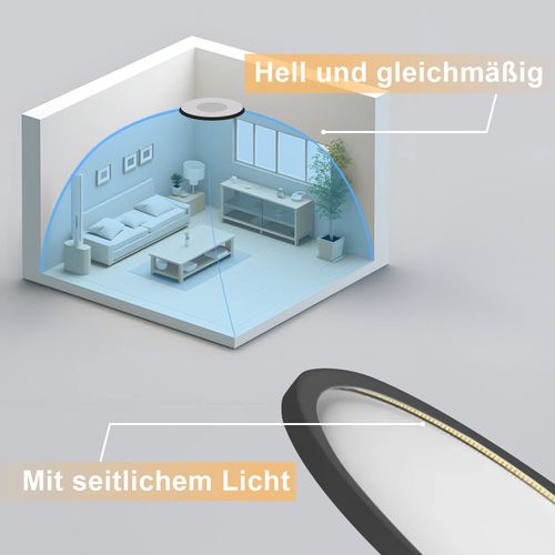 Plafonnier LED Moderne Rond Noir Ø22cm Pour Salon Et Couloir