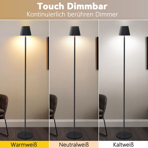 Lampadaire LED Dimmable Moderne Sans Fil 125 Cm - Éclairage De Bureau Noir