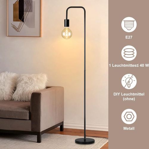 Lampadaire Vintage Noir à Interrupteur Pied - Design Industriel En Métal