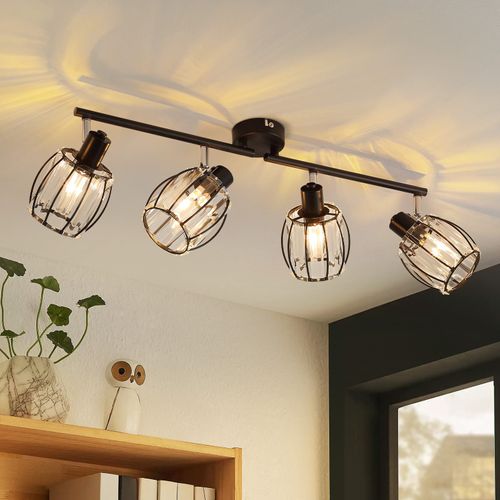 Plafonnier Rétro 4 Flammes E14 En Cristal Pour Hôtel - Éclairage Élégant