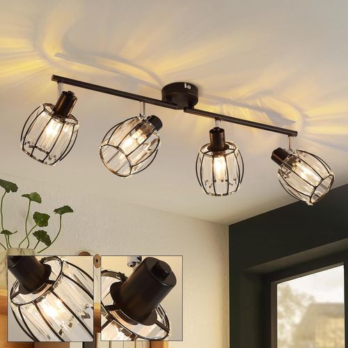 Plafonnier Rétro 4 Flammes E14 En Cristal Pour Hôtel - Éclairage Élégant