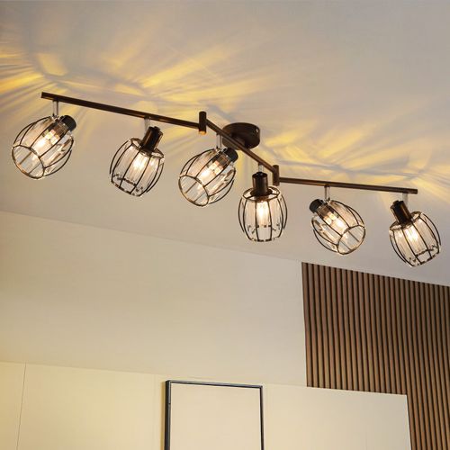 Plafonnier Rétro 6 Flammes E14 Avec Abat-jour En Cristal Pour Hôtel