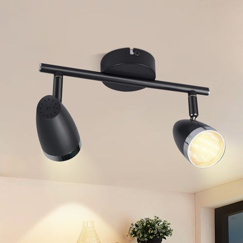Spot De Plafond 2 Flammes 6w Lampe De Plafond Orientable 350° Noir pourSalon