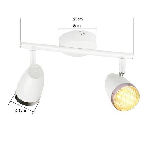 Spot De Plafond 2 Flammes 6w Lampe De Plafond Blanc Orientable 350° Salon