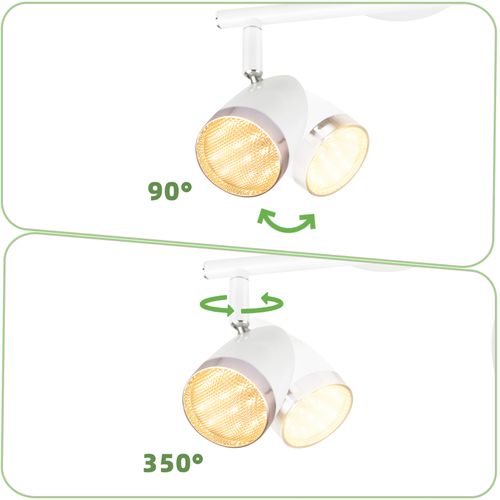 Spot De Plafond 2 Flammes 6w Lampe De Plafond Blanc Orientable 350° Salon