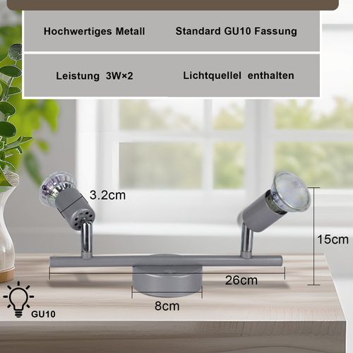 Spot De Plafond 2 Flammes Gu10 Moderne Argenté  Couloir Ampoule Incluse