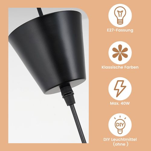 Suspension LED Moderne Noir E27 Pour Salle à Manger 100 Cm - Élégance Et Design Contemporain