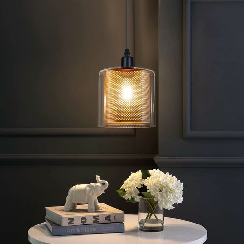Lampe Suspendue Vintage En Métal Et Verre Pour Table à Manger E14 - Design Rétro Industriel