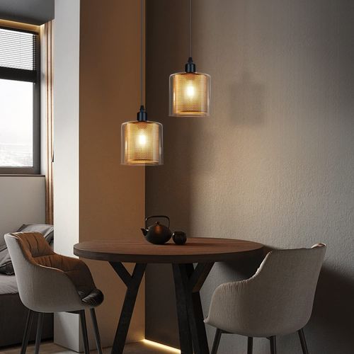 Lampe Suspendue Vintage En Métal Et Verre Pour Table à Manger E14 - Design Rétro Industriel