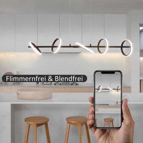 Suspension LED Noir Moderne Table à Manger Rotation Anneaux Amovibles