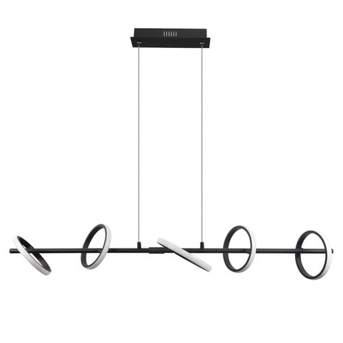 Suspension LED Noir Moderne Table à Manger Rotation Anneaux Amovibles