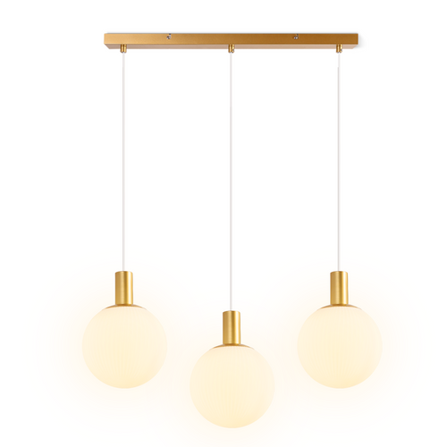 Lustre Moderne Suspendu 3 Flammes E27 Or-blanc Pour Salle à Manger Et Chambre D'hôtel