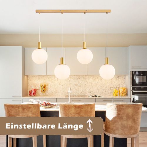 Lustre De Salle à Manger 4 Flammes E27 En Or Et Blanc - Élégance Pour Chambre D'hôtel