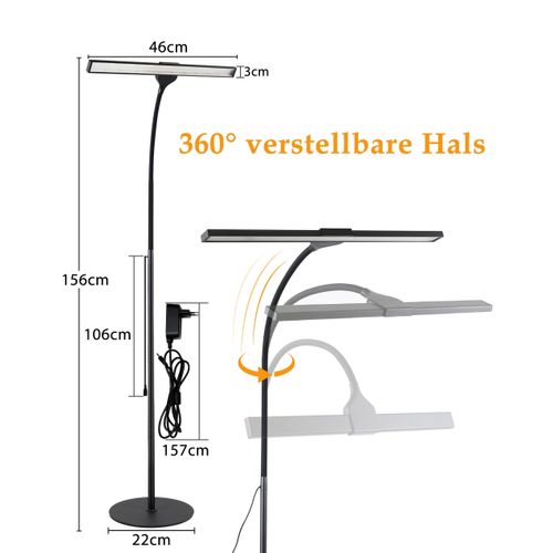 Lampadaire LED Moderne Avec Fonction Tactile Et Minuterie Pour Bureau Et Lecture