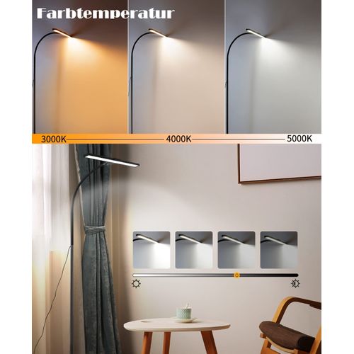 Lampadaire LED Moderne Avec Fonction Tactile Et Minuterie Pour Bureau Et Lecture