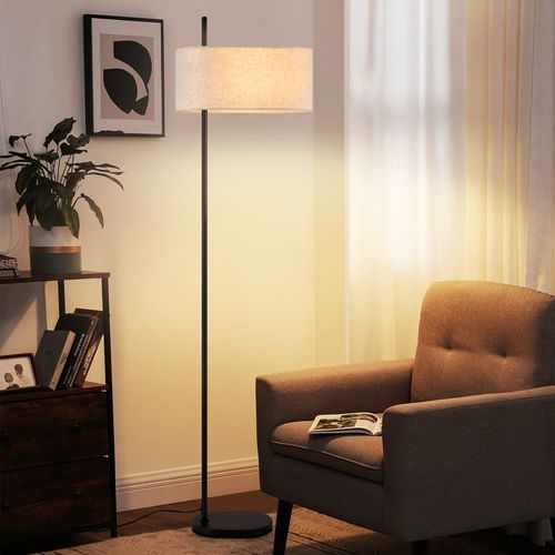 Lampadaire Rétro Noir 154cm Avec Abat-jour En Tissu E27 Pour Chambre à Coucher