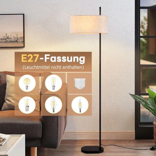 Lampadaire Rétro Noir 154cm Avec Abat-jour En Tissu E27 Pour Chambre à Coucher