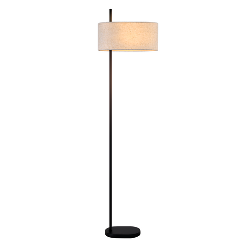 Lampadaire Rétro Noir 154cm Avec Abat-jour En Tissu E27 Pour Chambre à Coucher