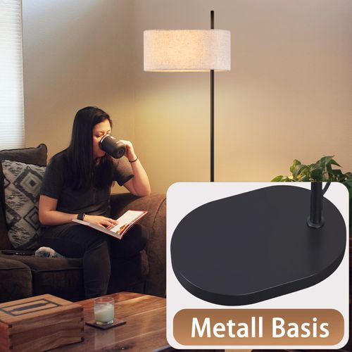 Lampadaire Rétro Noir 154cm Avec Abat-jour En Tissu E27 Pour Chambre à Coucher