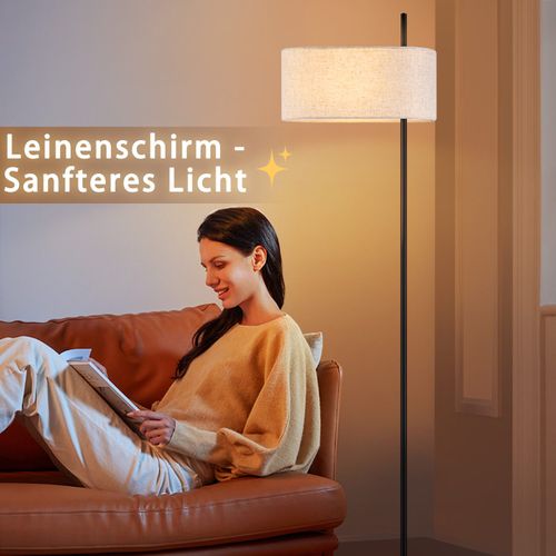 Lampadaire Rétro Noir 154cm Avec Abat-jour En Tissu E27 Pour Chambre à Coucher