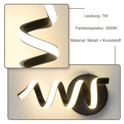 Applique Murale LED Moderne Noire 7w Avec Lumière Chaude Pour Salon