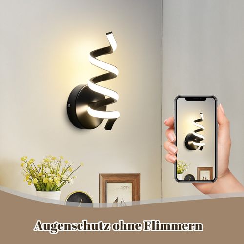 Applique Murale LED Moderne Noire 7w Avec Lumière Chaude Pour Salon