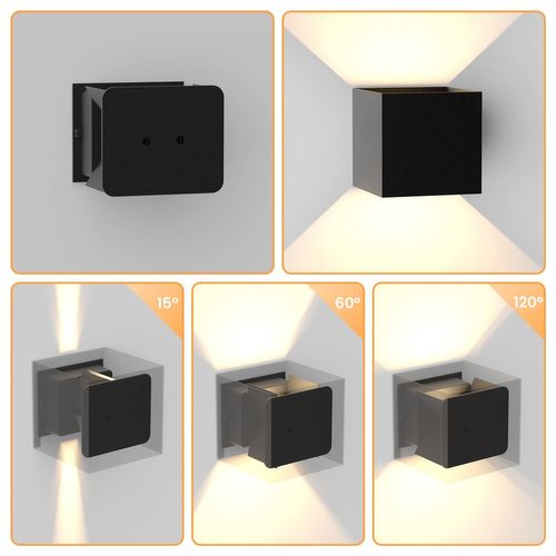 Applique Murale Extérieure LED Moderne Up Down Noir Lamp de Couloir