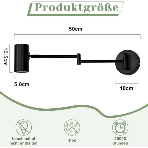 Applique Murale Intérieure Noire - Gu10 Orientable Applique Vintage Pour Salon Couloir