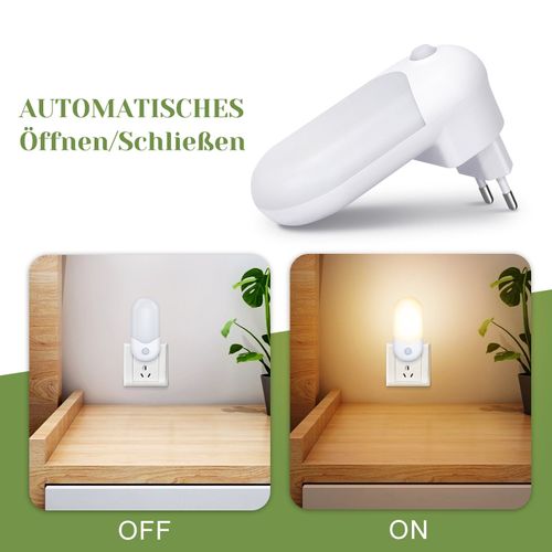 Veilleuse LED Prise De Courant Avec Capteur Crépusculaire Pour Enfants Et Couloir