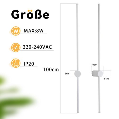 Applique Murale LED Moderne 100cm Blanc 3000k Pour Salon Et Couloir