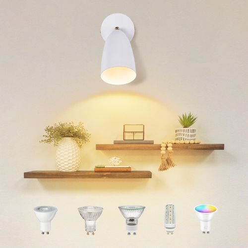 Applique Murale Vintage Réglable Blanche Pour Chambre - Max 40w