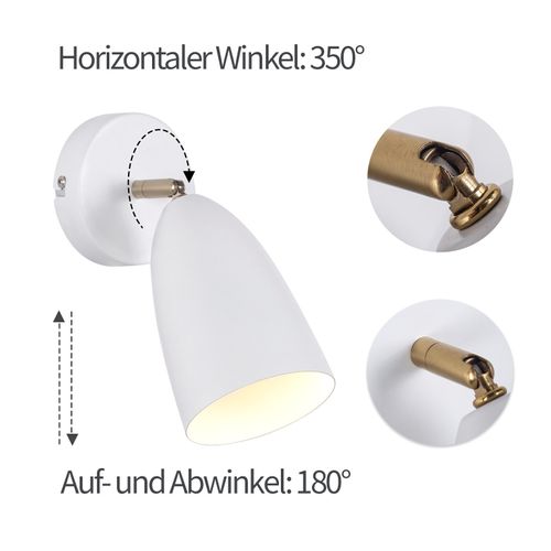 Applique Murale Lot de 2 Vintage Réglable Blanche Pour Chambre - Max. 40w