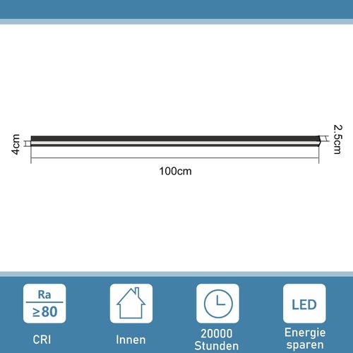 Applique Murale LED D'intérieur - 100cm Blanc Froid Noir Métal 32w - Pack De 2 - Pour Salon