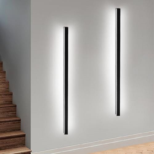Applique Murale LED D'intérieur - 100cm Blanc Froid Noir Métal 32w - Pack De 2 - Pour Salon