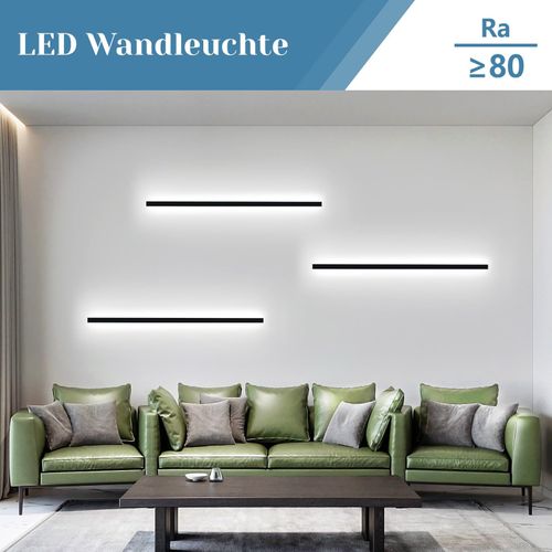 Applique Murale LED D'intérieur - 100cm Blanc Froid Noir Métal 32w - Pack De 2 - Pour Salon