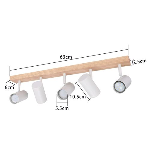 Spot 5 Flammes Bois Blanc Gu10 Pour Chambre Couloir