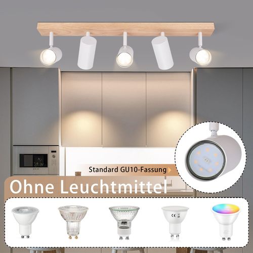 Spot 5 Flammes Bois Blanc Gu10 Pour Chambre Couloir